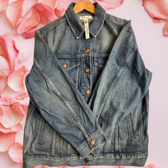 Madewell Denim Jacket Charleston Wash XL NWT Fair Trade Sustainable Cotton - Picture 3 of 14